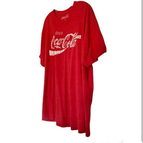 COCA COLA Classic Red Casual Comfort T shirt White Logo Mens Size 2X - Picture 4 of 9